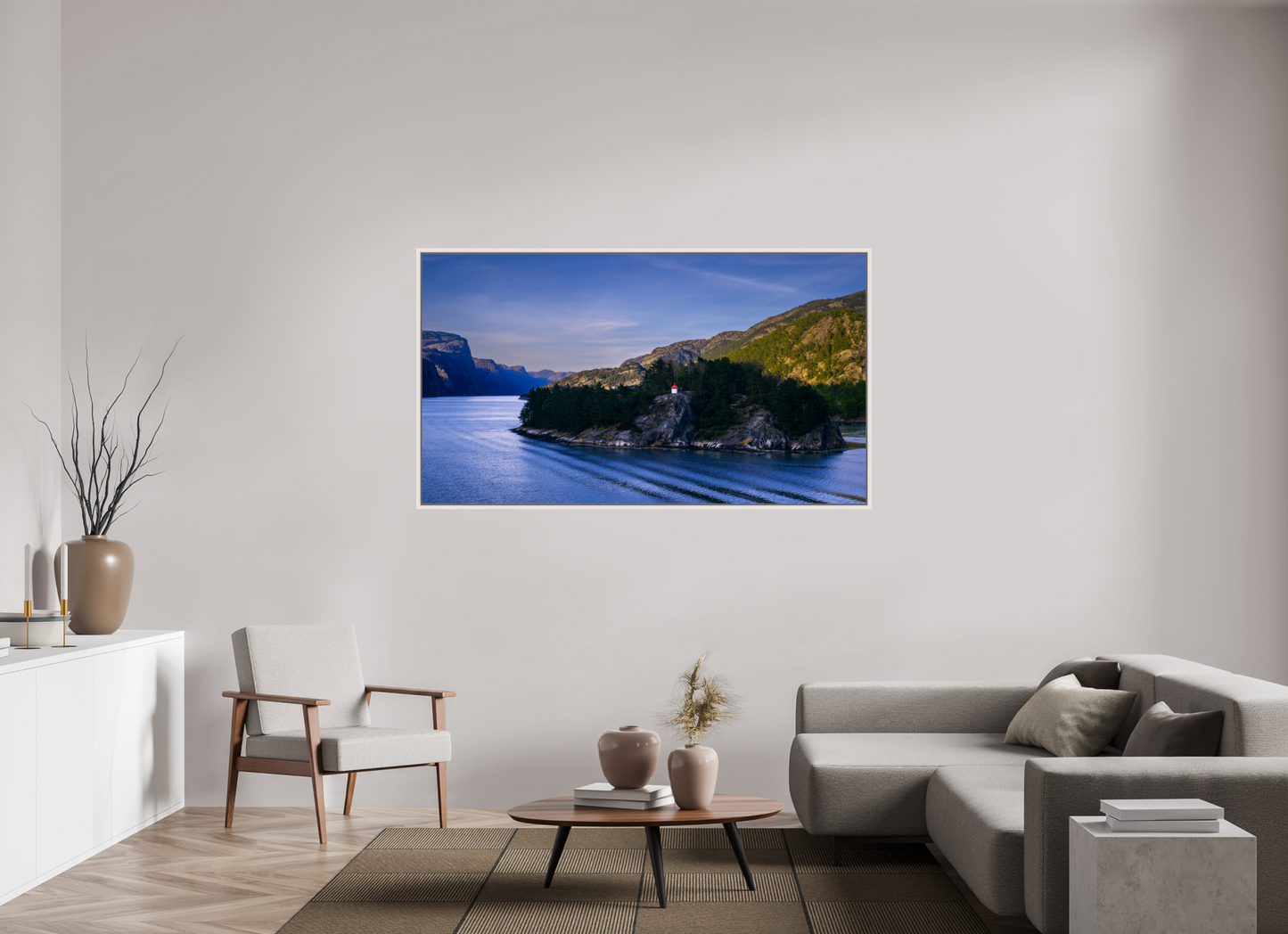 176 x 99 cm, White Frame Lysefjord Evening
