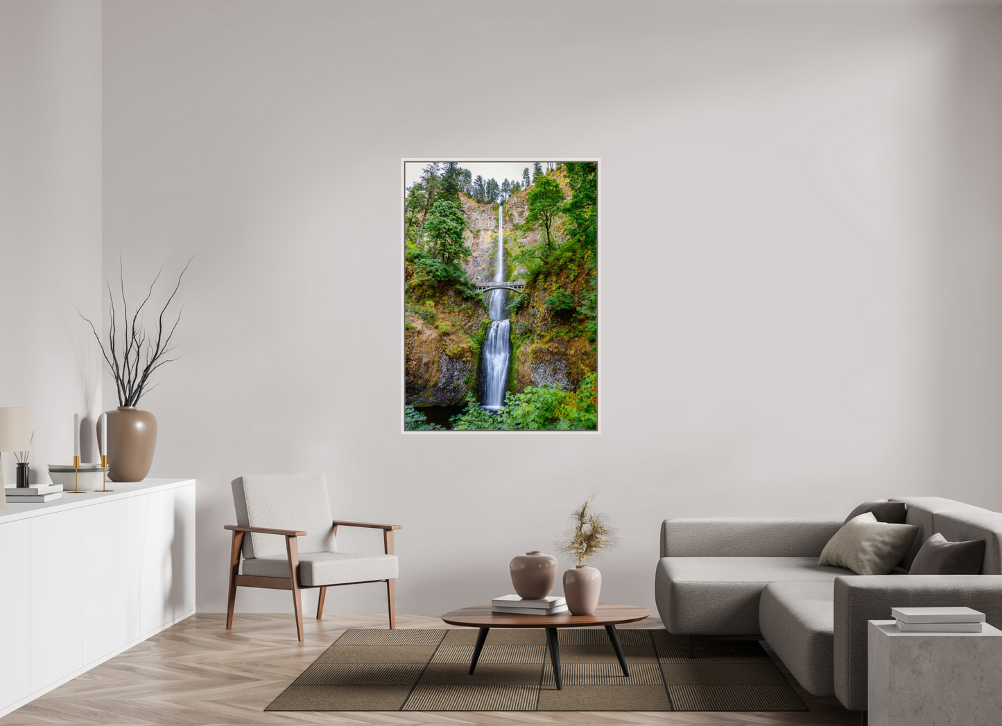 100 x 140 cm, White Frame Multnomah Falls