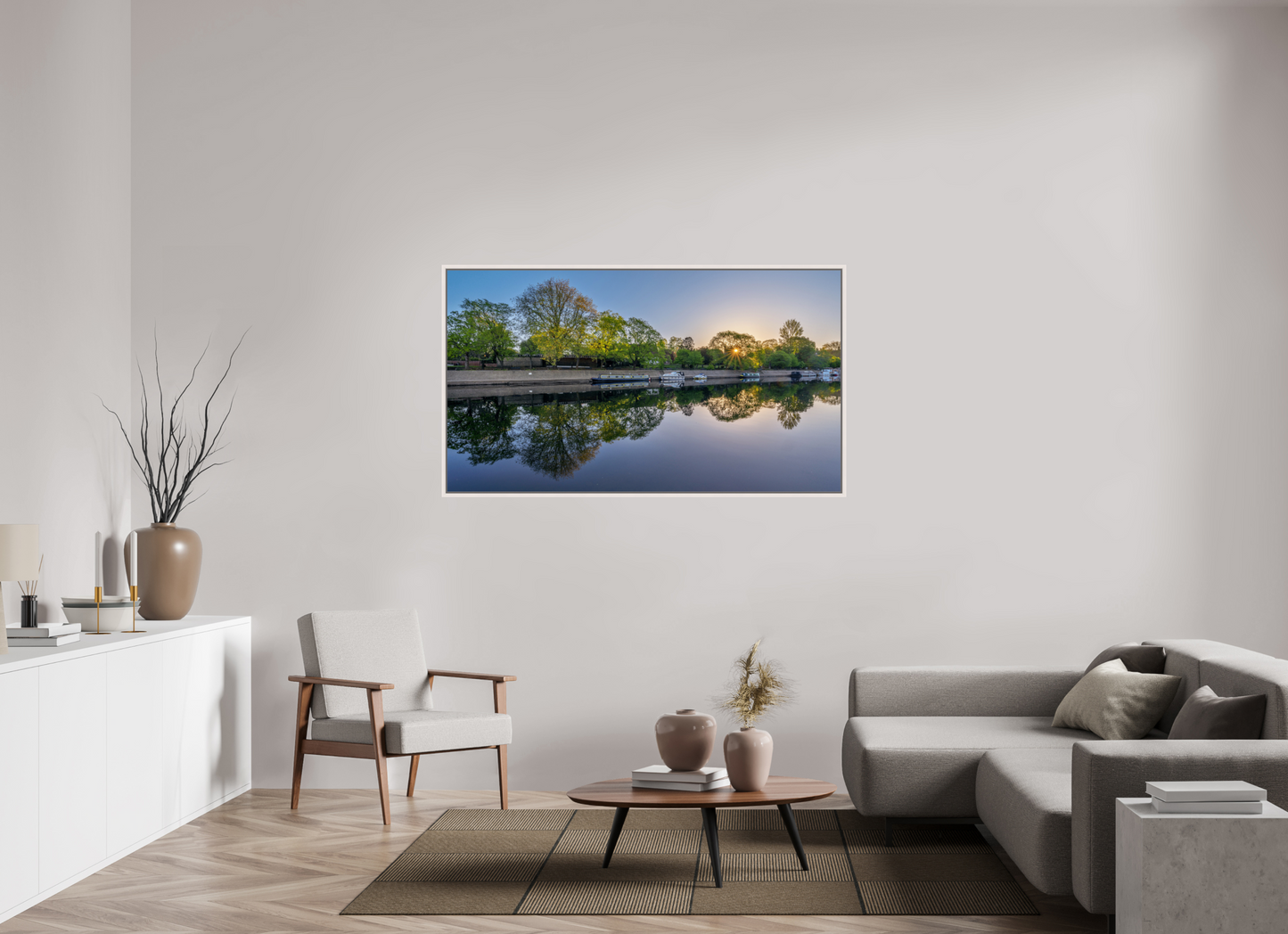 160 x 90 cm, White Frame April Dawn on the Ouse, York