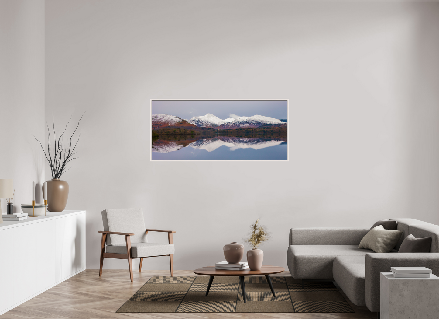 160.8 x 70 cm, White Frame Derwentwater, January 2018
