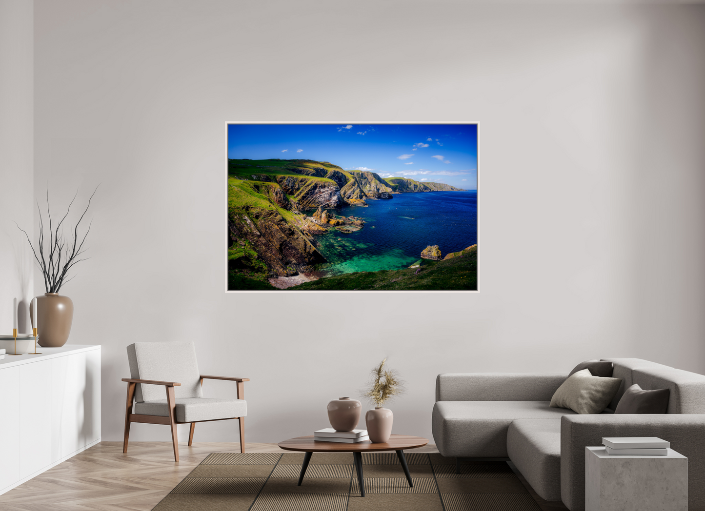 180 x 120 cm, White Frame Looking west Near St Abbs Head