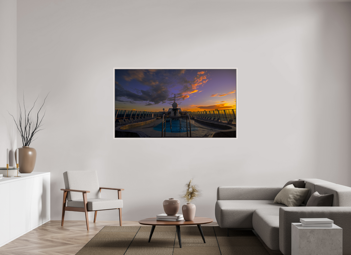 176 x 99 cm, White Frame Balmoral Sunset by the Pool