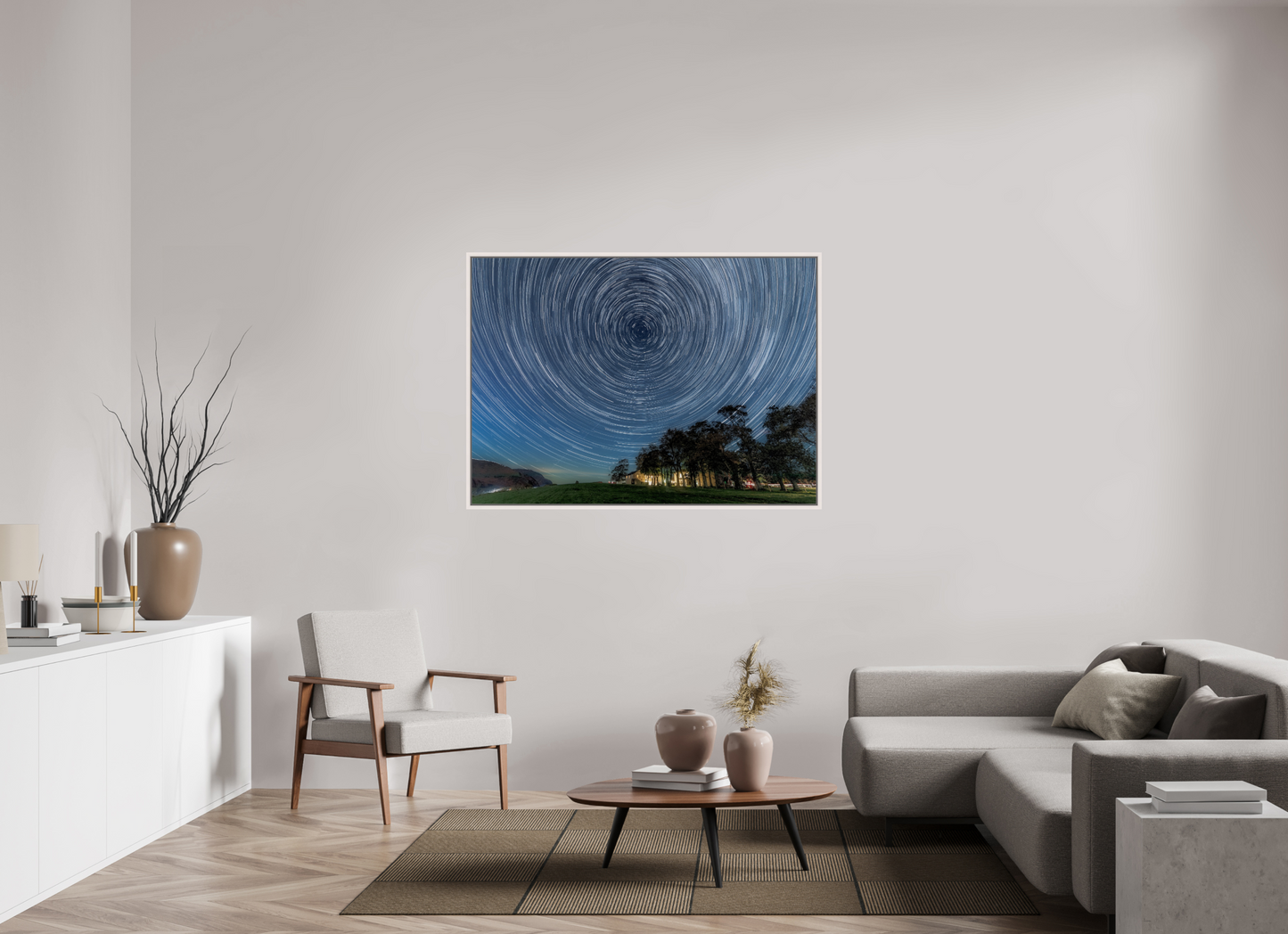 140 x 100 cm, White Frame Near Howe Star Trails