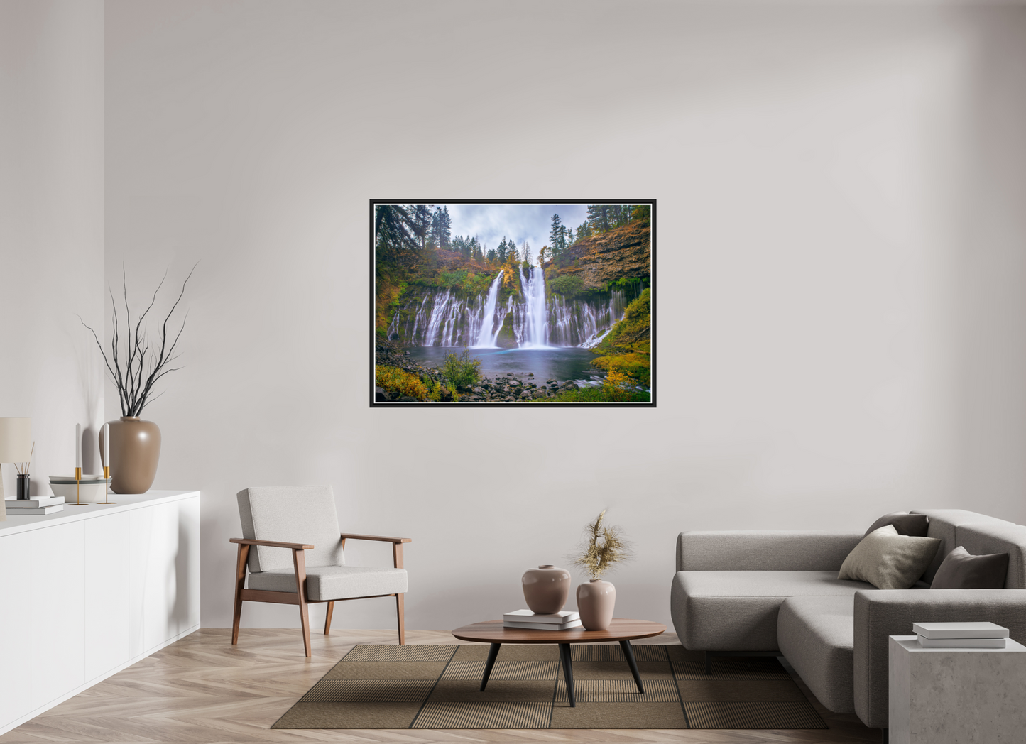 140 x 100 cm, Matt Black Frame Burney Falls Autumn 2018