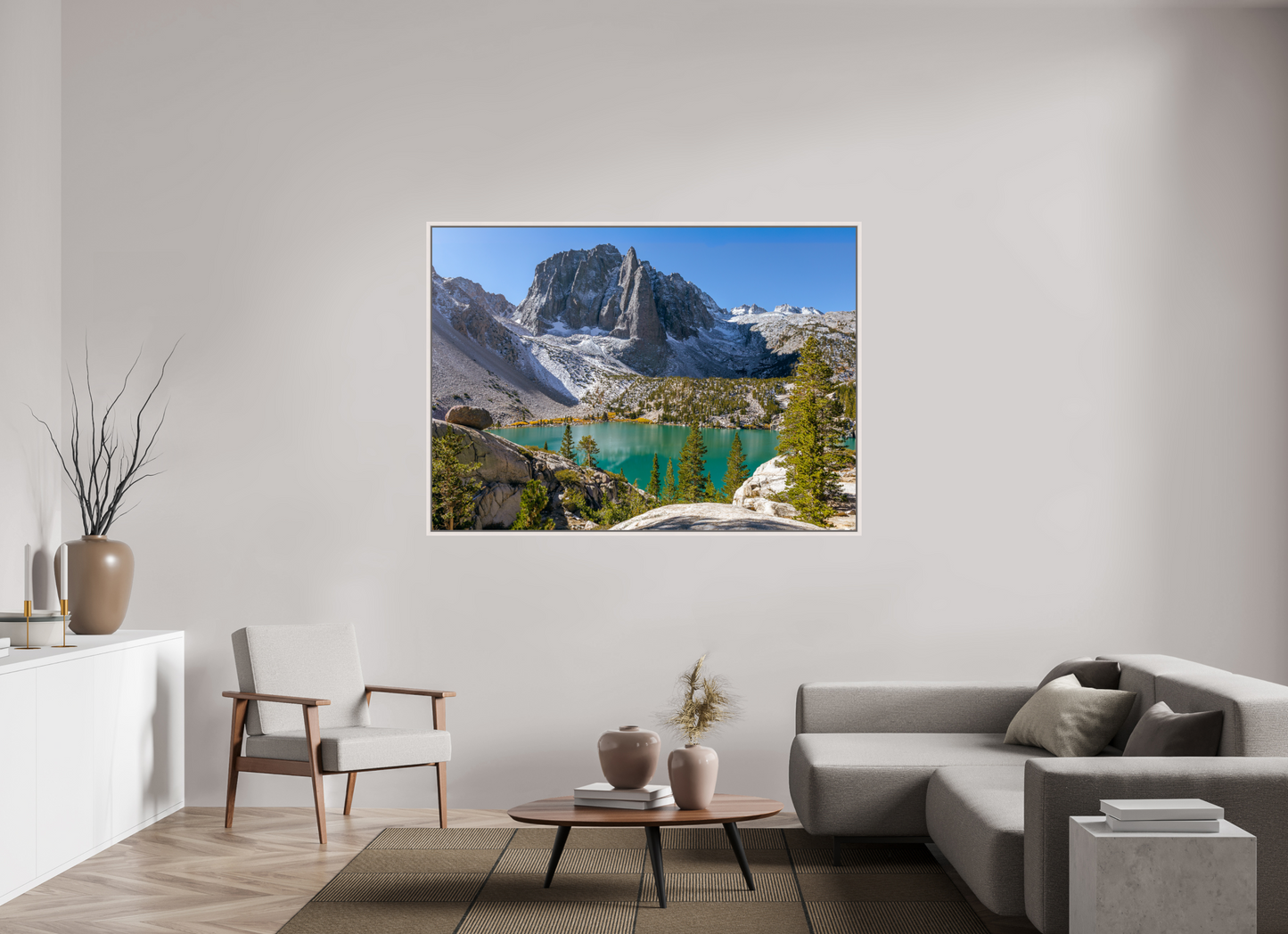 168 x 120 cm, White Frame Second Lake.