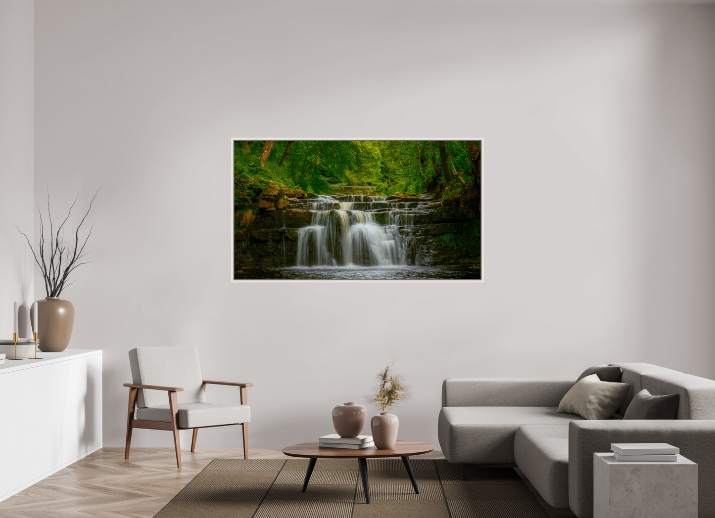 176 x 99 cm, White Frame Lower Ashgill Force