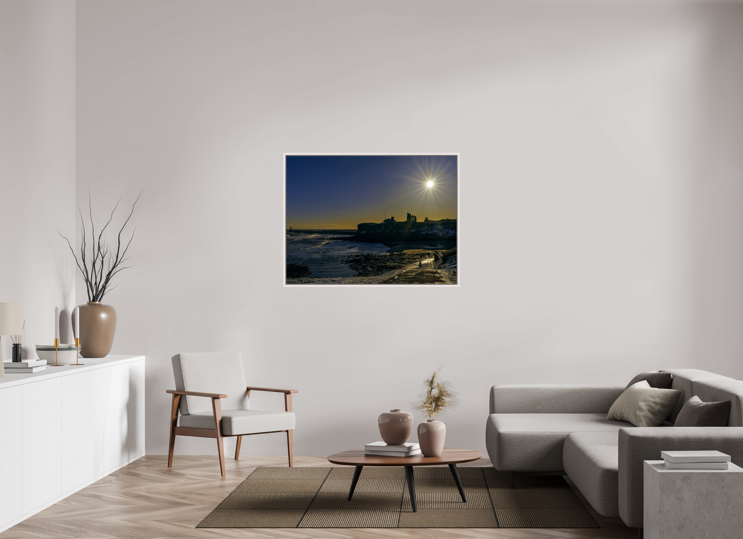 120 x 90 cm, White Frame Snowy Tynemouth January 4th 2026