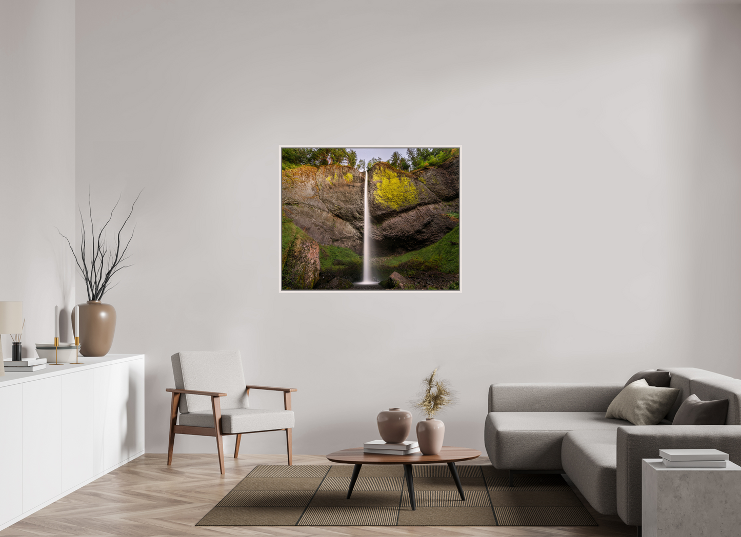 125 x 100 cm, White Frame Dusk at Latourell Falls