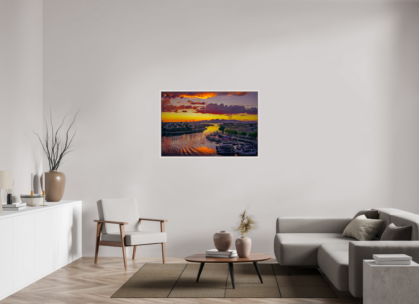 120 x 80 cm, White Frame Lake Havasu City Sunset