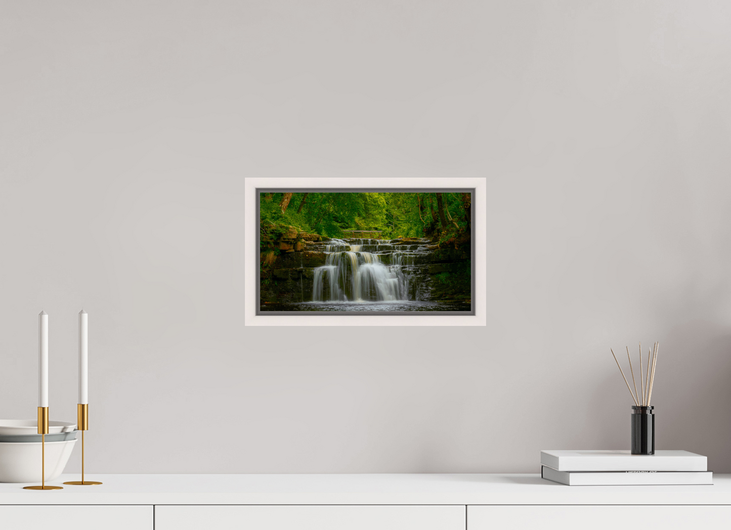32 x 18 cm, White Frame Lower Ashgill Force