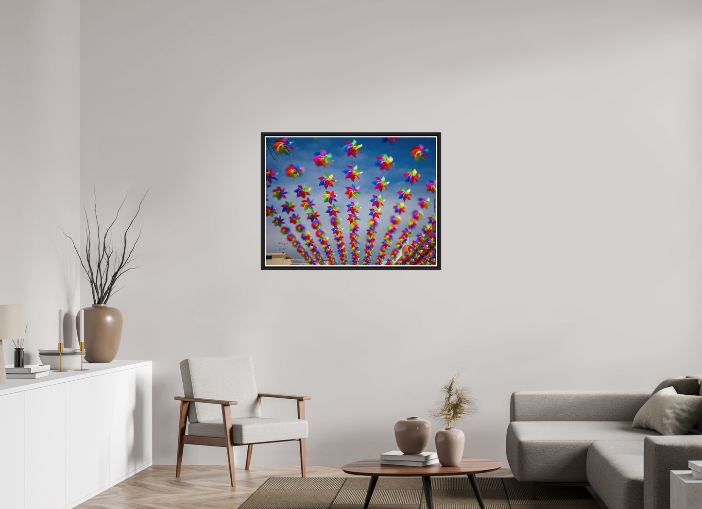 100 x 75 cm, Matt Black Frame Cheung Chau Windmills