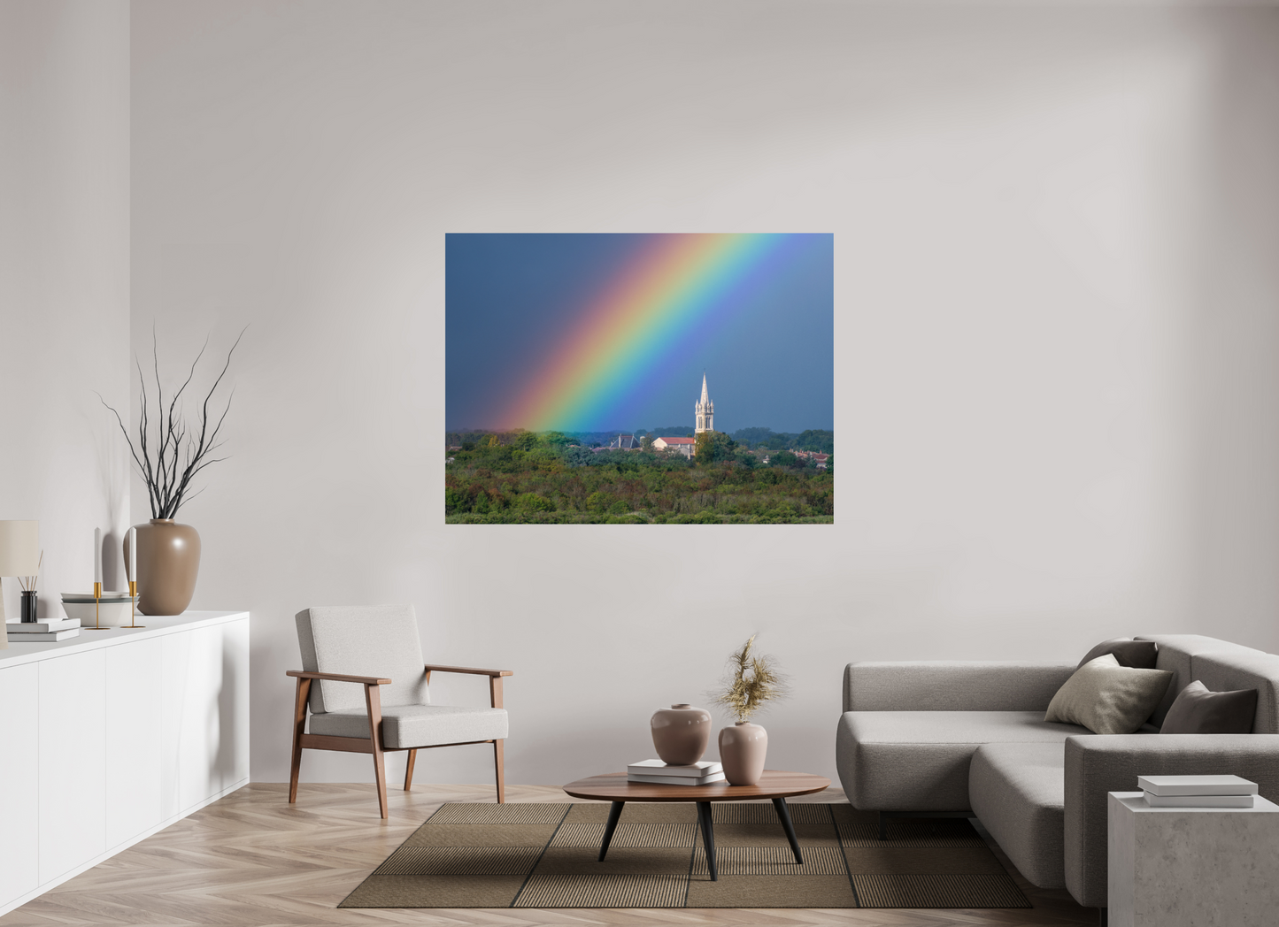 160 x 120 cm, Photo Print On Fuji Crystal DP II Church and rainbow