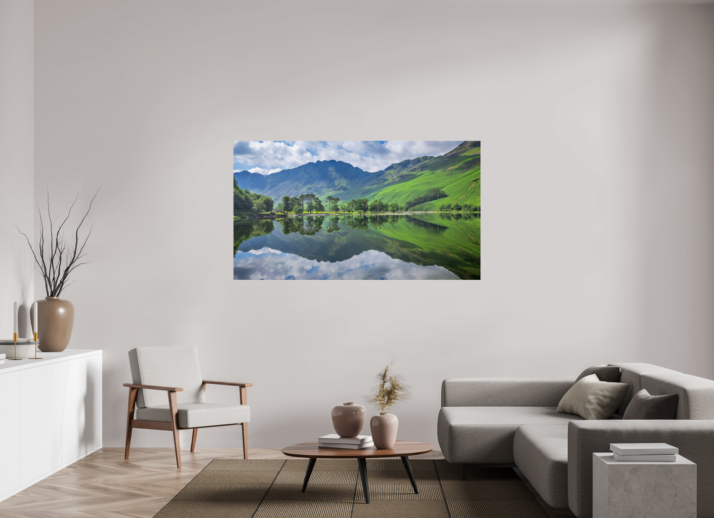 177.8 x 100 cm, Photo Print On Fuji Crystal DP II Buttermere Summer reflections