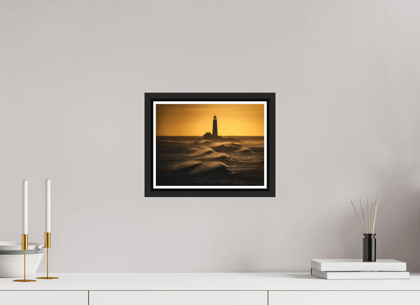 28 x 21 cm, Matt Black Frame St. Mary's January Morning