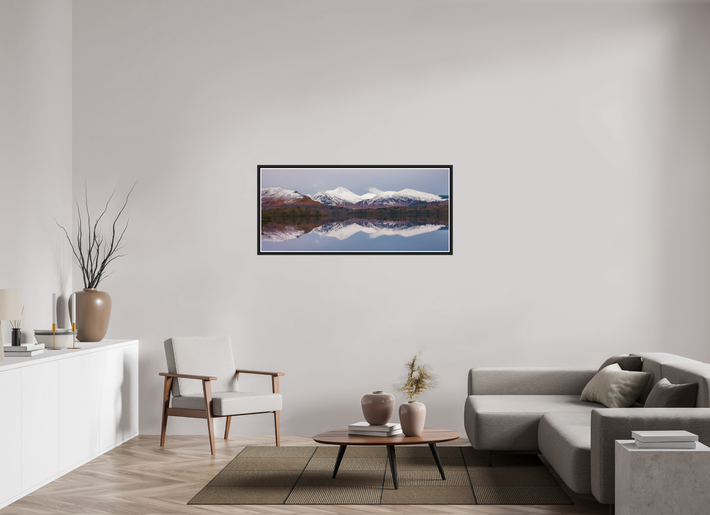 137.8 x 60 cm, Matt Black Frame Derwentwater, January 2018