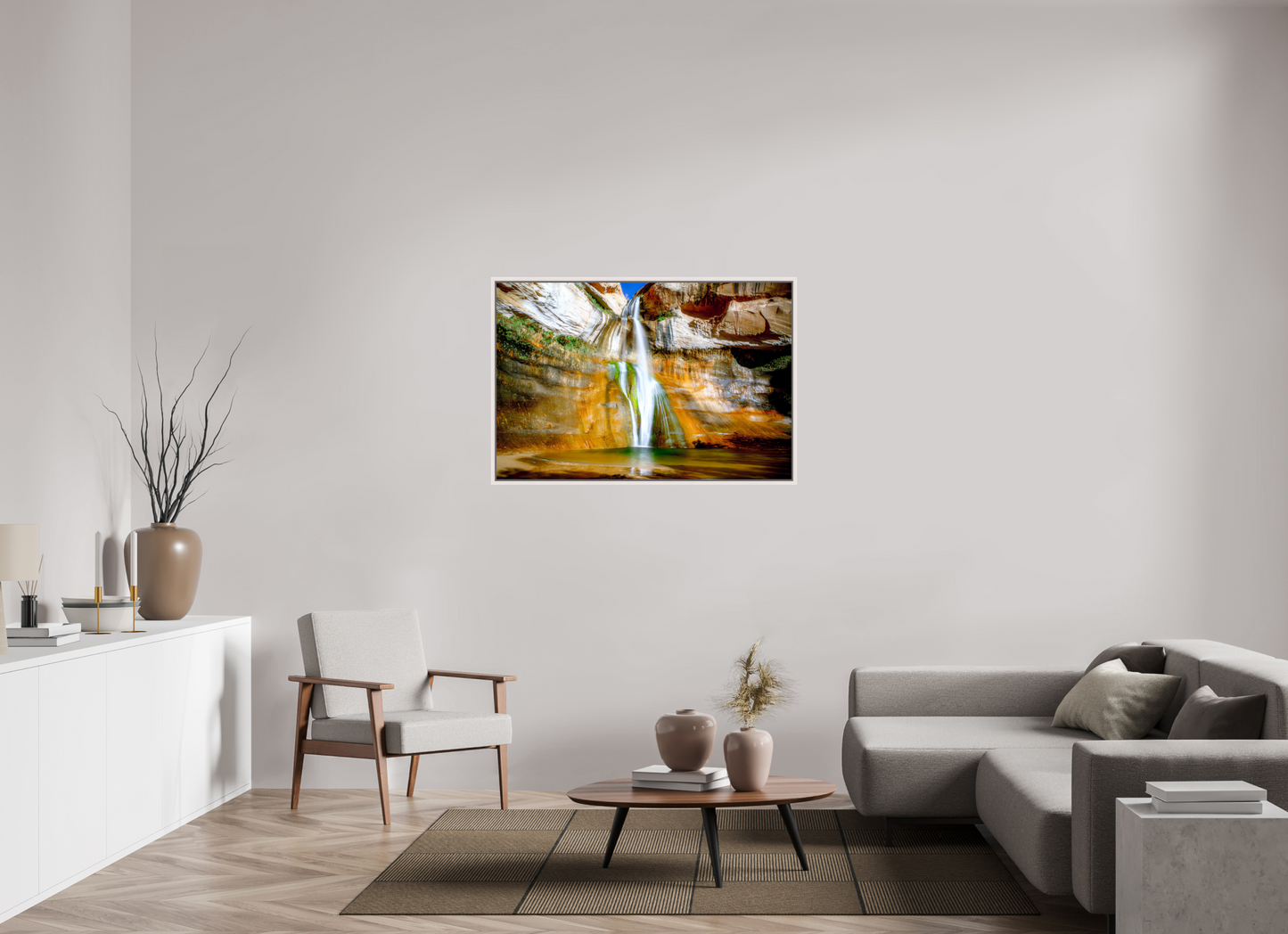 120 x 80 cm, White Frame Calf Creek Falls