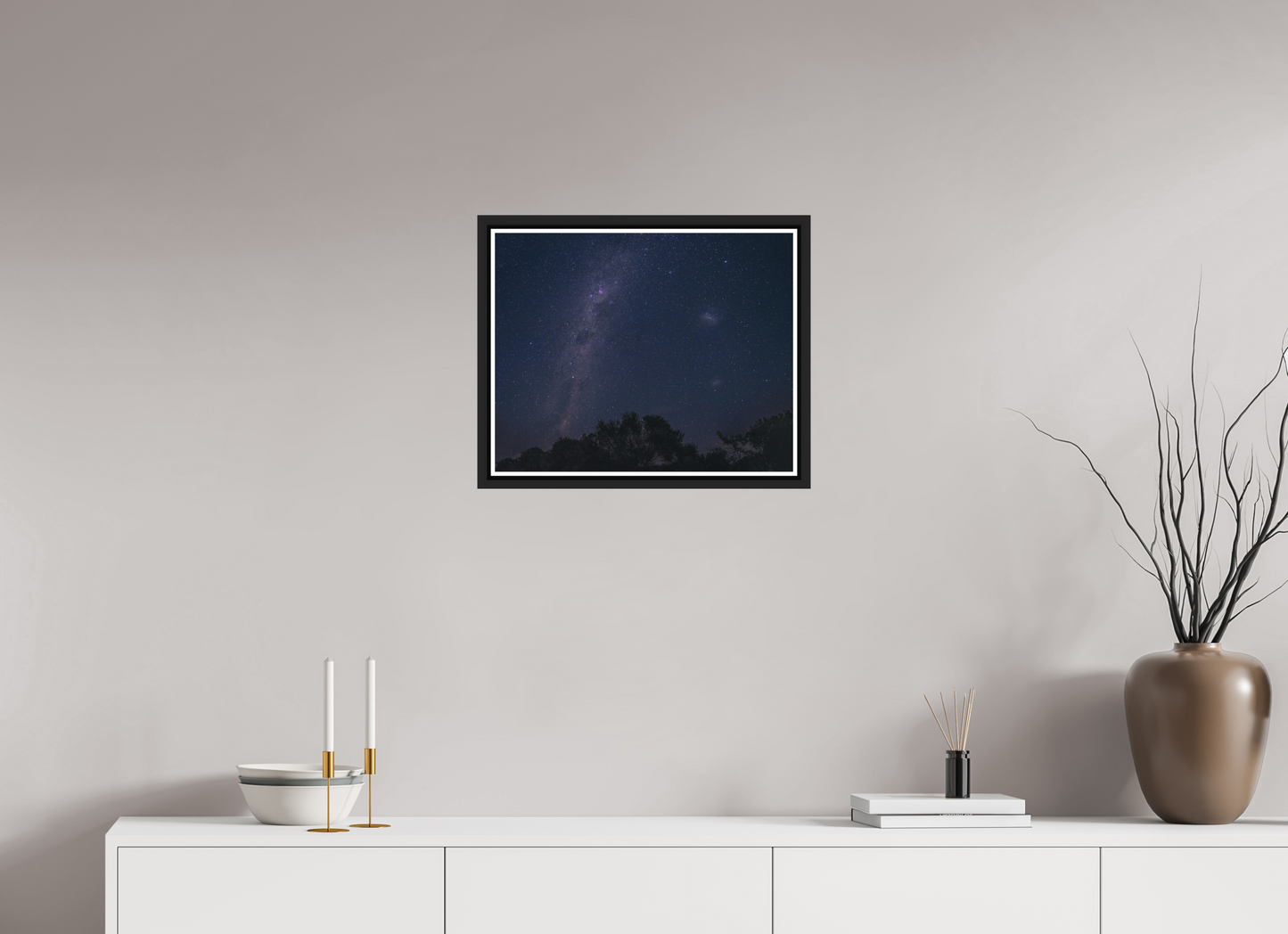 50.1 x 40 cm, Matt Black Frame Southern Milky Way and Magellanic Clouds
