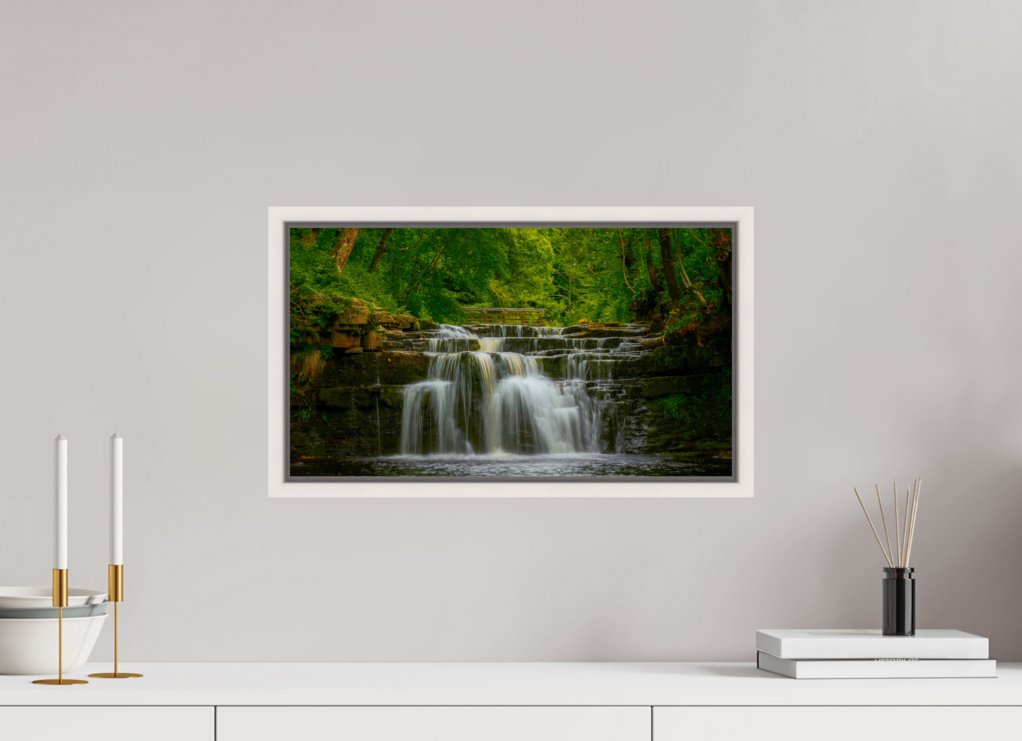 48 x 27 cm, White Frame Lower Ashgill Force
