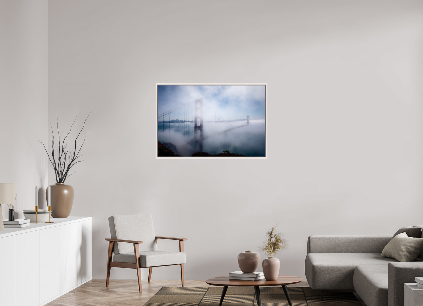 105 x 70 cm, White Frame Golden Gate, Summer 2017