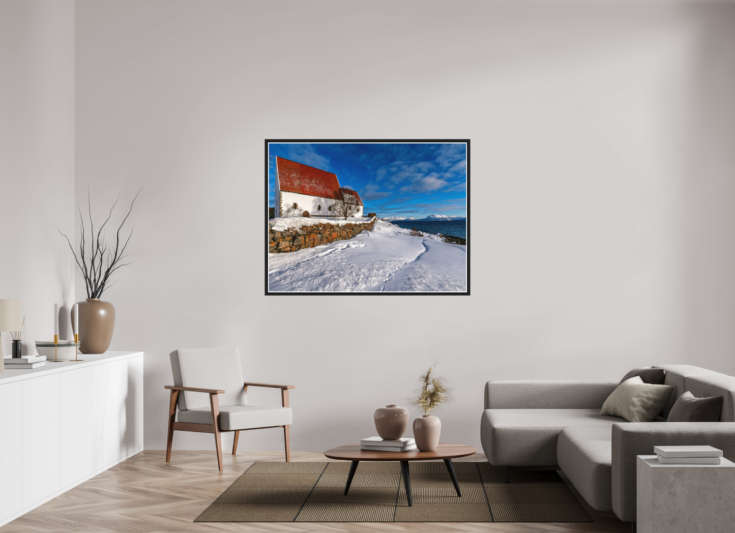 140 x 105 cm, Matt Black Frame Trondenes Church, Harstad