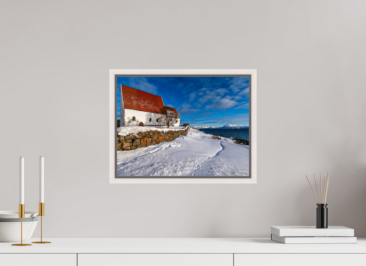 40 x 30 cm, White Frame Trondenes Church, Harstad