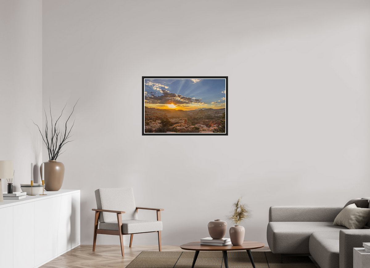 90 x 60 cm, Matt Black Frame Capitol reef Sunrise