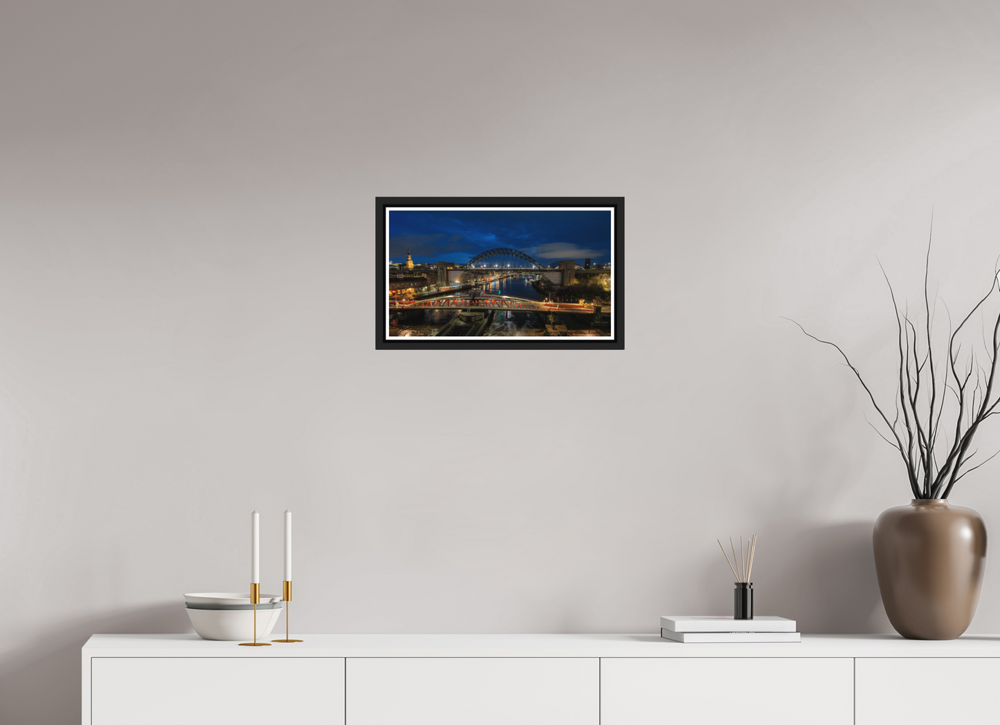 48 x 27 cm, Matt Black Frame New Year 2025