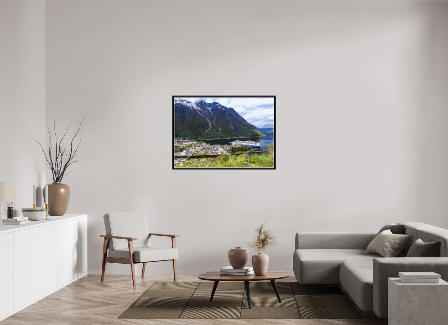 115.4 x 80 cm, Matt Black Frame Borealis in Eidfjord