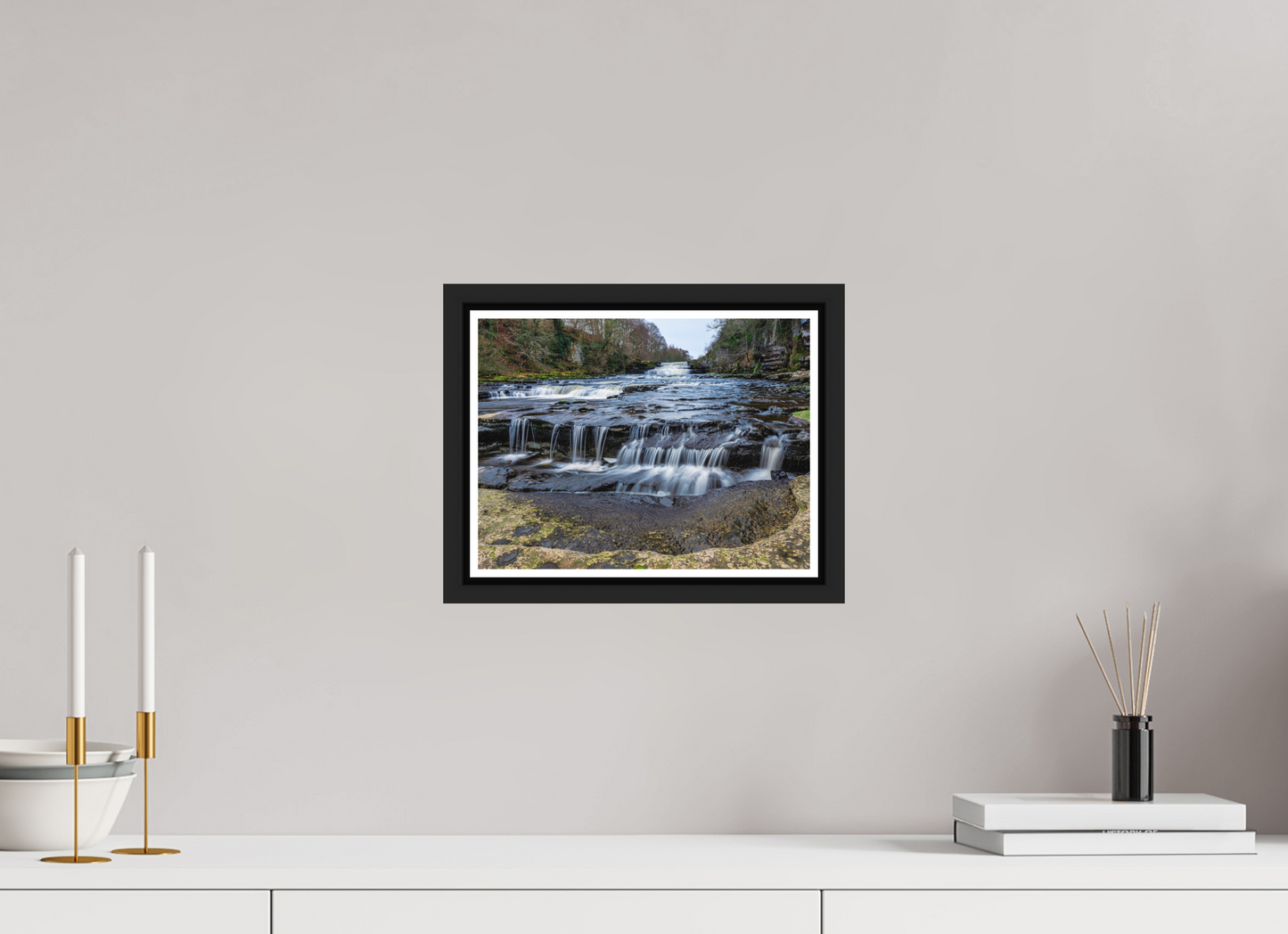 28 x 21 cm, Matt Black Frame Lower Aysgarth Falls