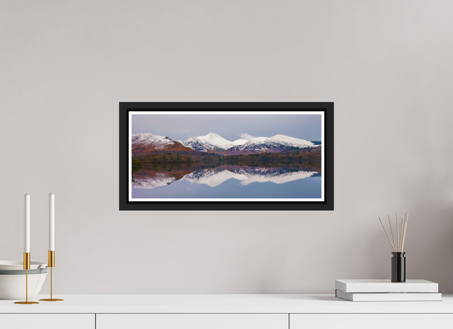 45.9 x 20 cm, Matt Black Frame Derwentwater, January 2018
