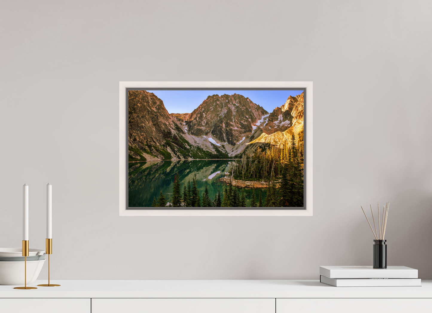 45 x 30 cm, White Frame Colchuck Lake