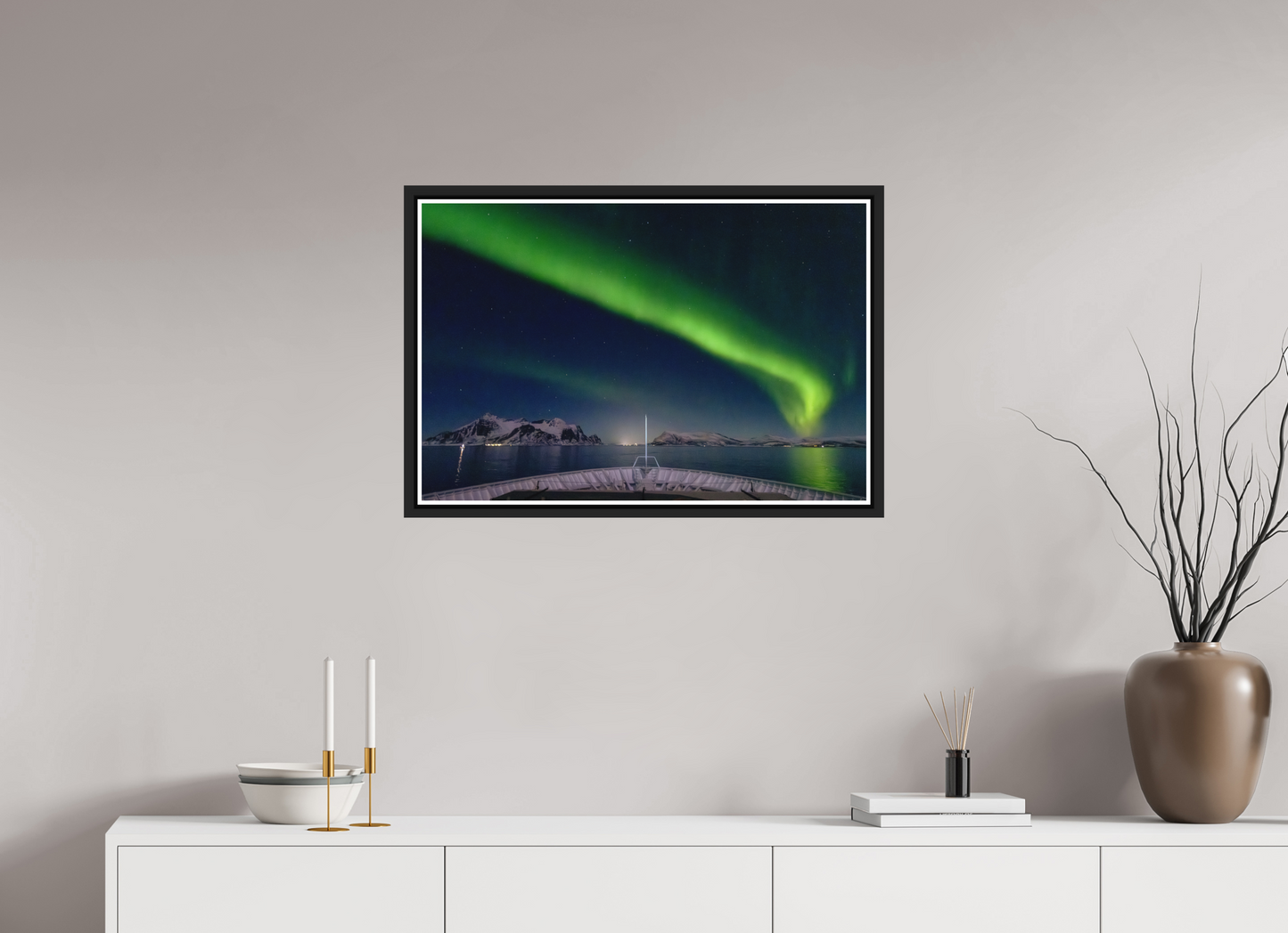 75 x 50 cm, Matt Black Frame Balmoral Aurora 24th Feb 26