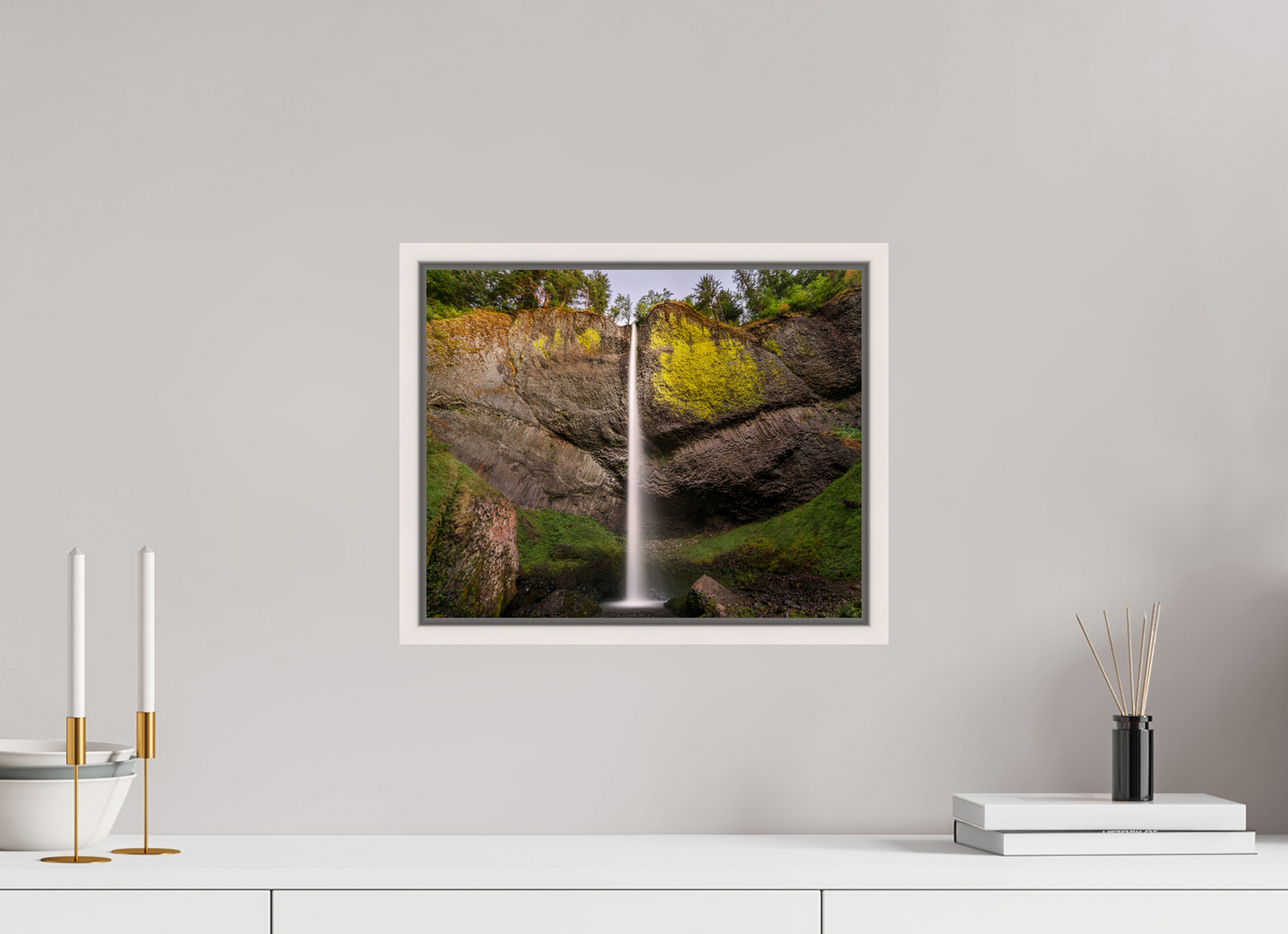 37.5 x 30 cm, White Frame Dusk at Latourell Falls