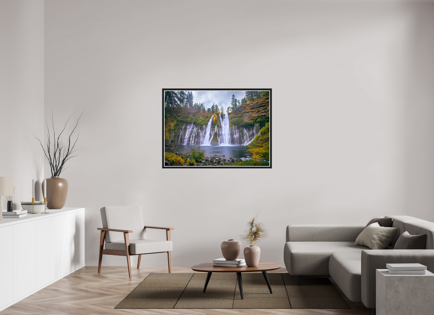 126 x 90 cm, Matt Black Frame Burney Falls Autumn 2018