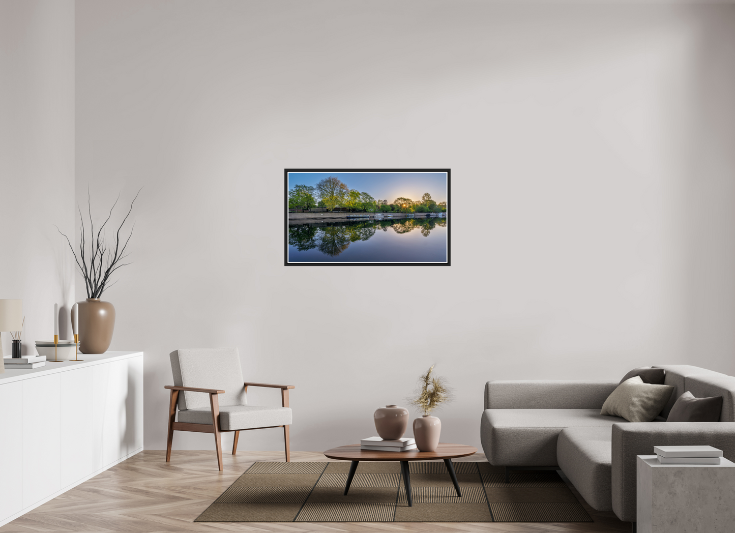 112 x 63 cm, Matt Black Frame April Dawn on the Ouse, York