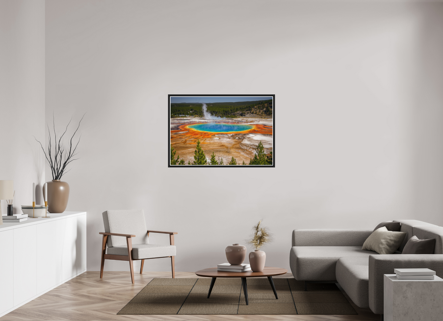 120 x 80 cm, Matt Black Frame The Grand Prismatic Spring, Yellowstone