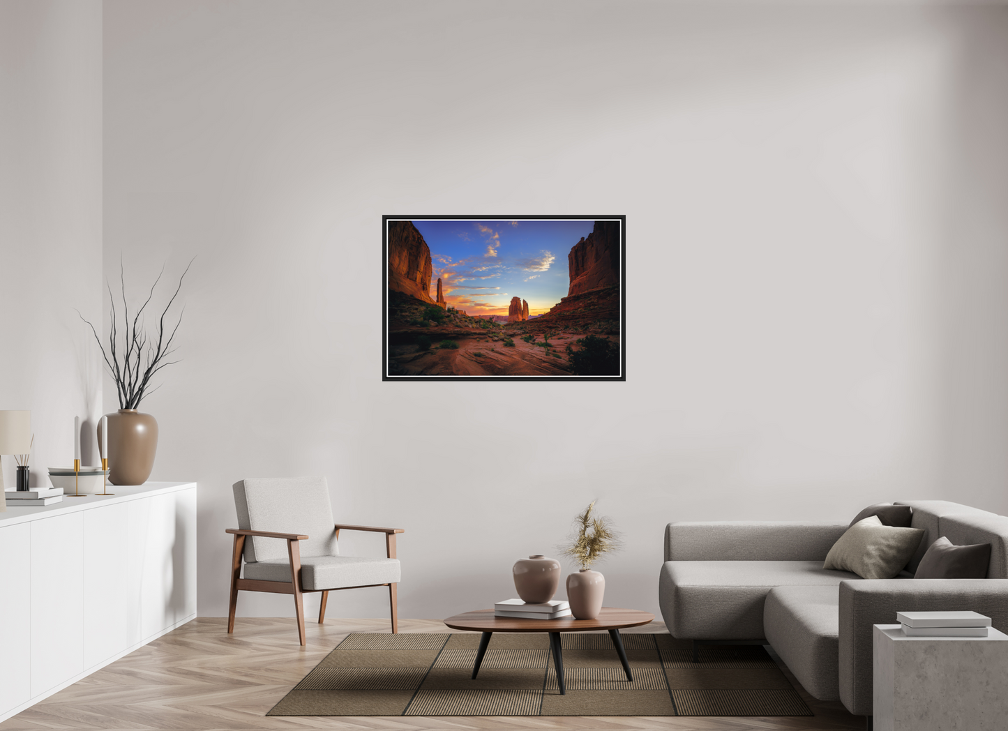 120 x 80 cm, Matt Black Frame Park Avenue Trail at Sunrise