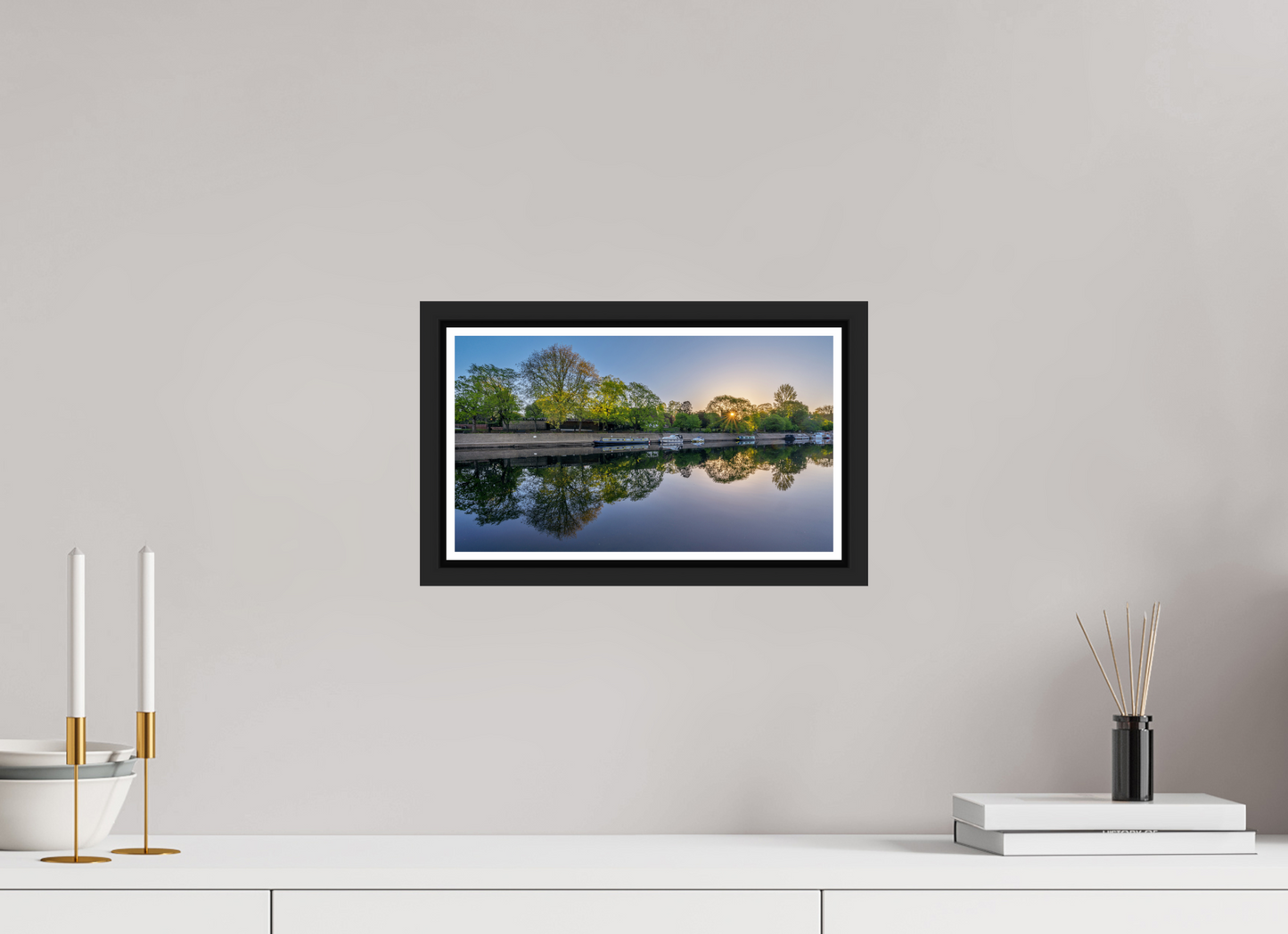 32 x 18 cm, Matt Black Frame April Dawn on the Ouse, York