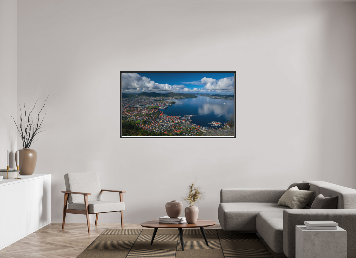 160 x 90 cm, Matt Black Frame Borealis in Bergen