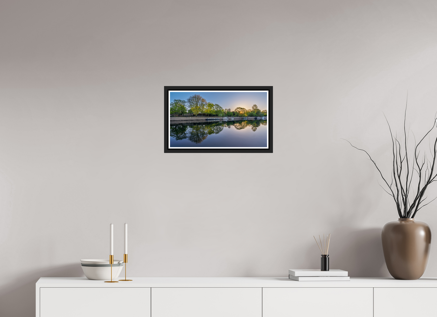48 x 27 cm, Matt Black Frame April Dawn on the Ouse, York