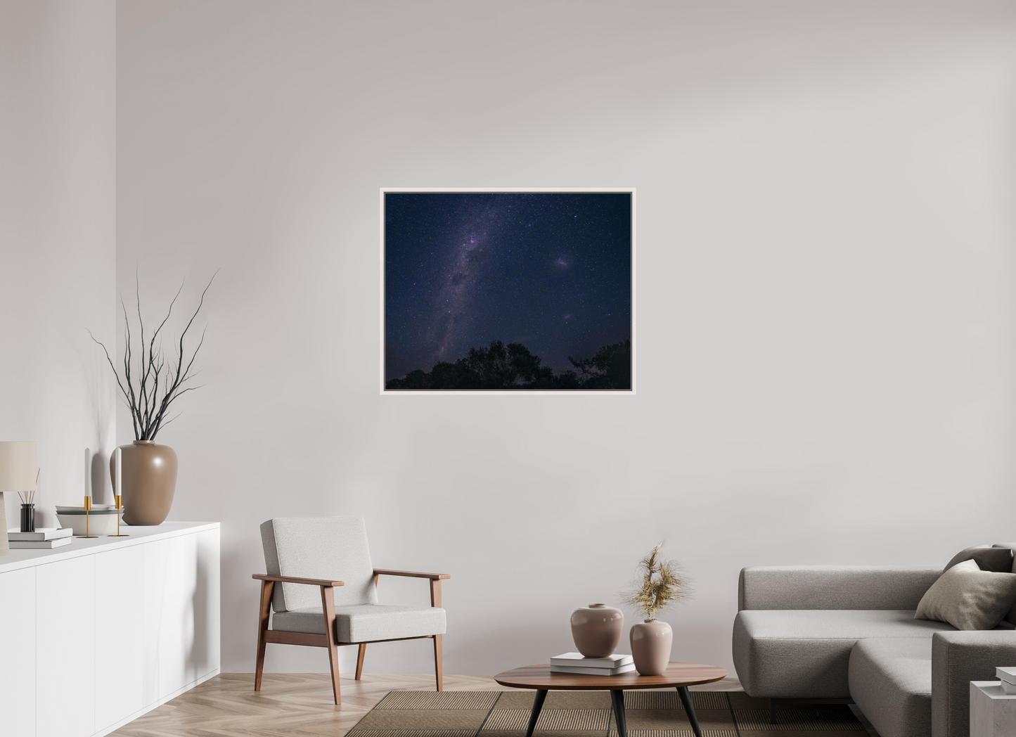100.1 x 80 cm, White Frame Southern Milky Way and Magellanic Clouds