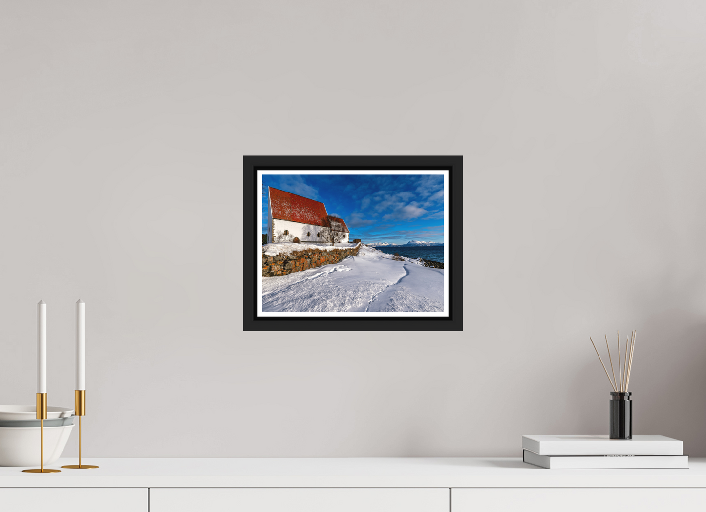 28 x 21 cm, Matt Black Frame Trondenes Church, Harstad