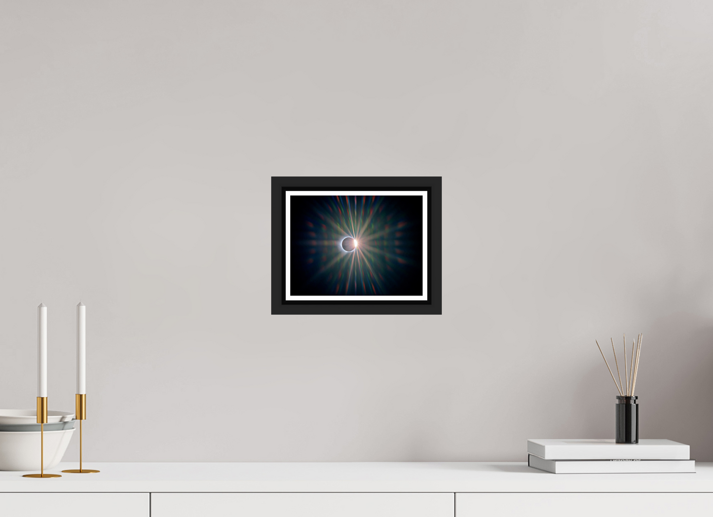 20 x 15 cm, Matt Black Frame Diffraction Diamond Ring