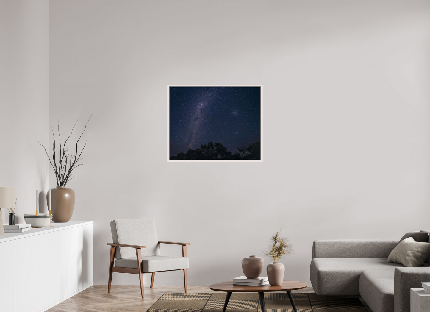 87.6 x 70 cm, White Frame Southern Milky Way and Magellanic Clouds