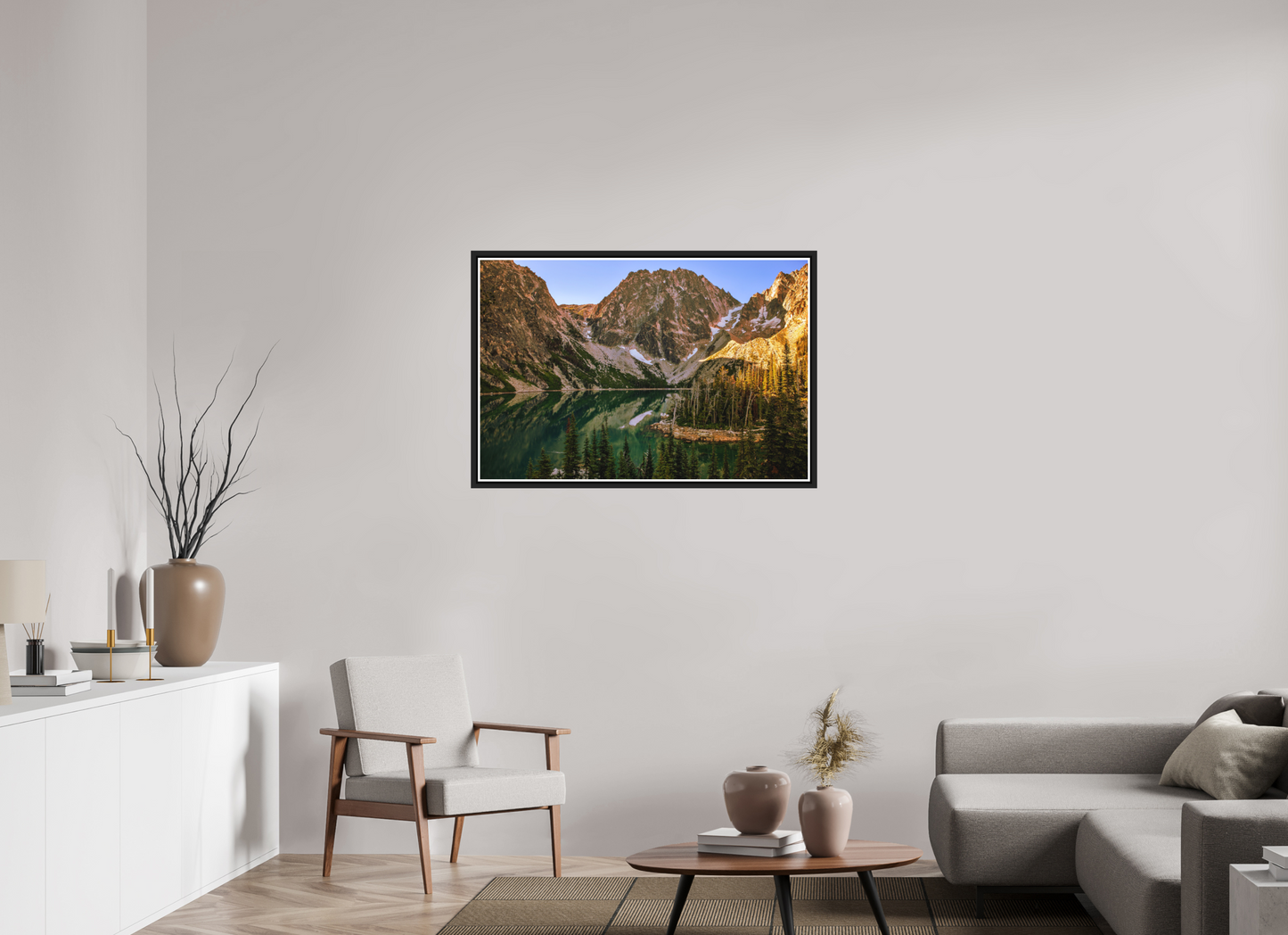 105 x 70 cm, Matt Black Frame Colchuck Lake