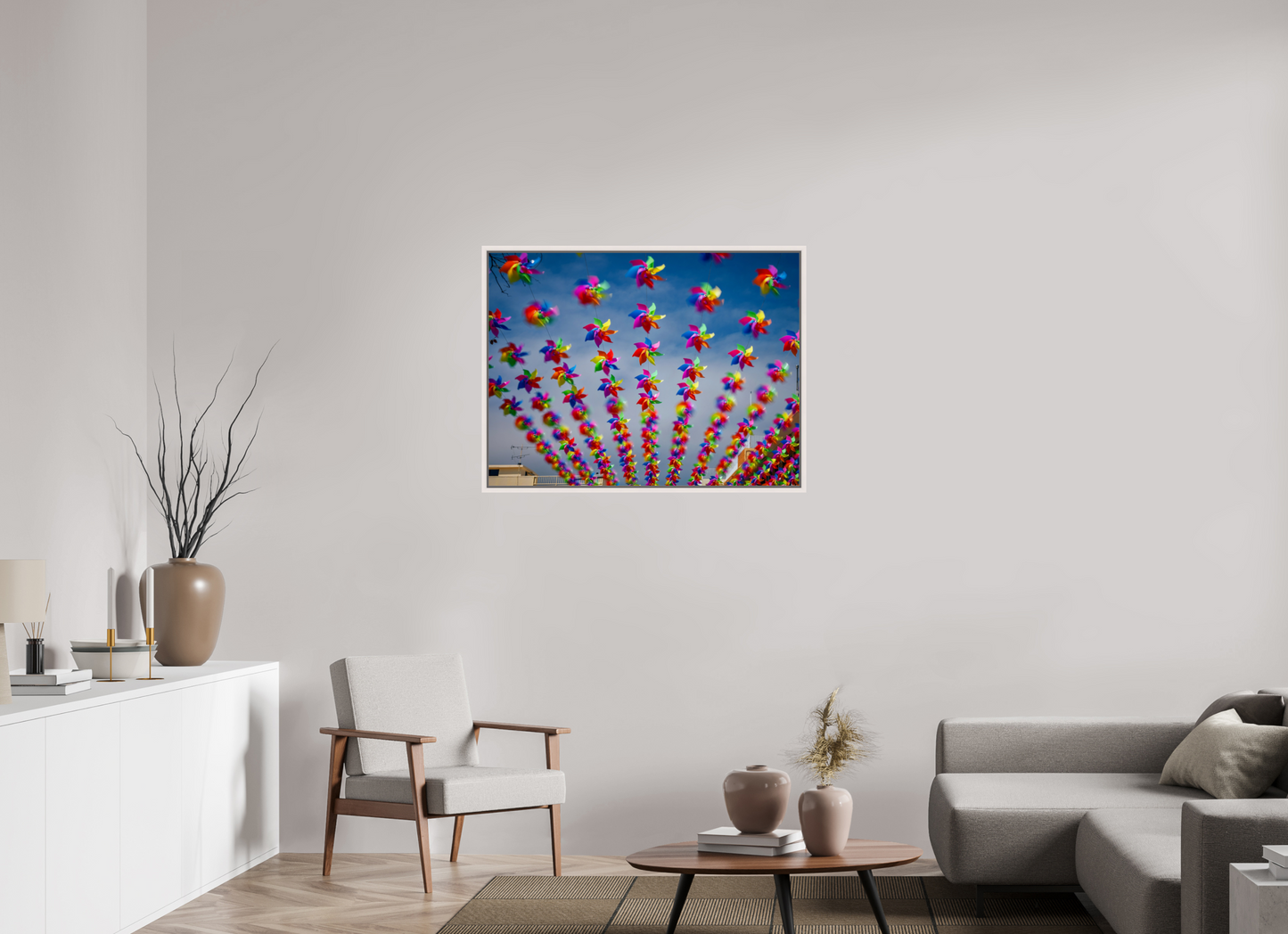100 x 75 cm, White Frame Cheung Chau Windmills