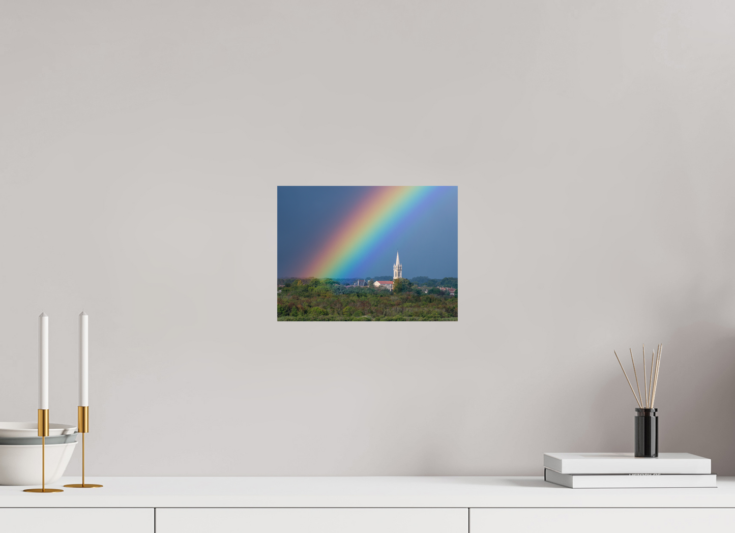 28 x 21 cm, Photo Print On Fuji Crystal DP II Church and rainbow