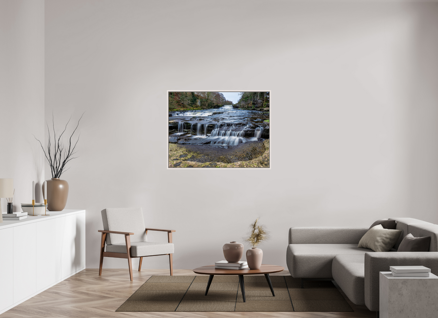 120 x 90 cm, White Frame Lower Aysgarth Falls