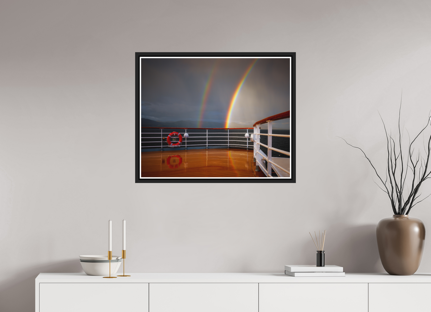 75 x 60 cm, Matt Black Frame Balmoral Rainbow