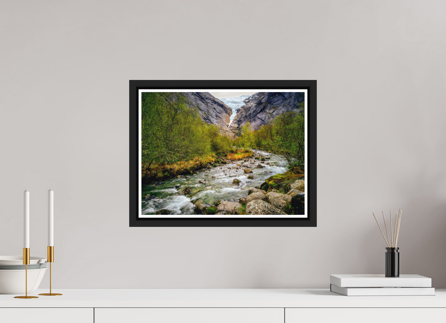 40 x 30 cm, Matt Black Frame Briksdal Glacier 2025